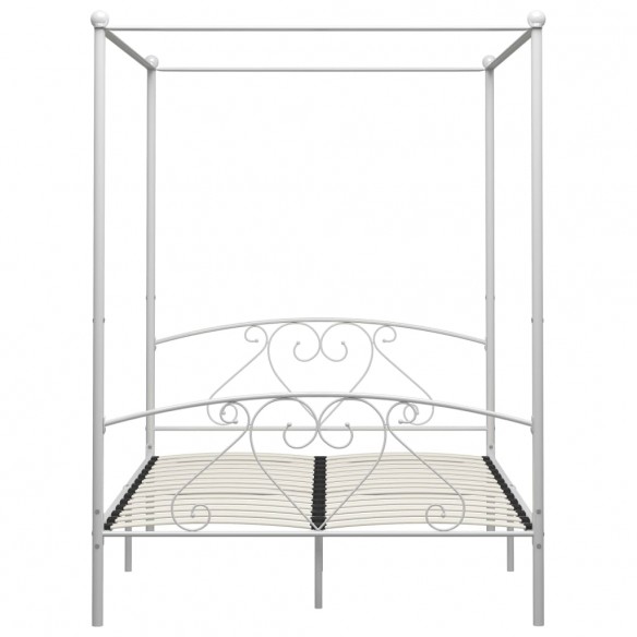 Cadre de lit à baldaquin Blanc Métal 160 x 200 cm