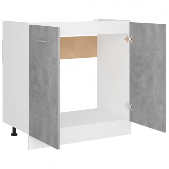 Armoire de plancher d'évier Gris béton 80x46x81,5 cm Aggloméré