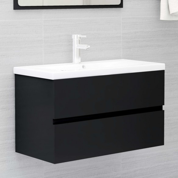 Ensemble de meubles de salle de bain 2 pcs Noir Aggloméré