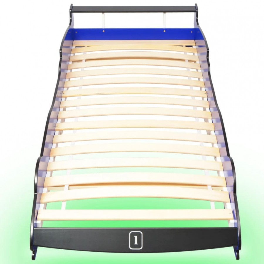 Lit voiture de course pour enfants avec LED 90 x 200 cm Bleu