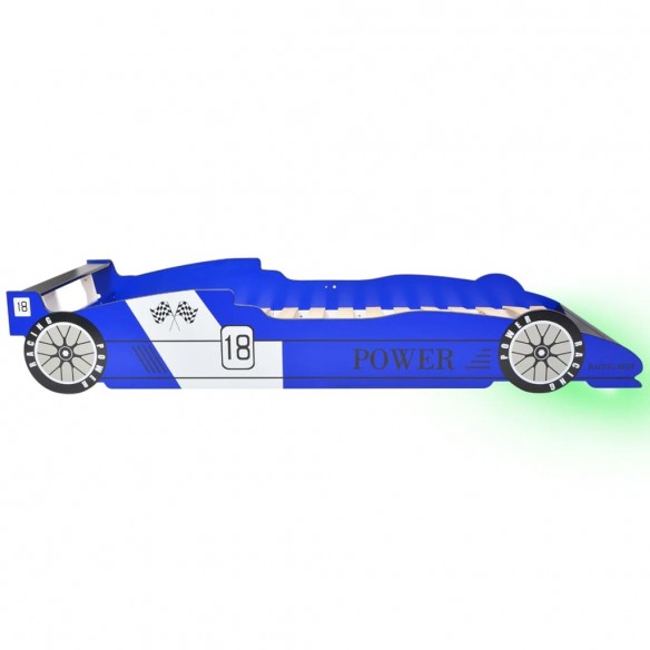 Lit voiture de course pour enfants avec LED 90 x 200 cm Bleu