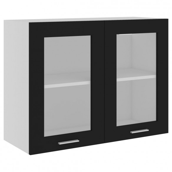 Armoire en verre suspendue Noir 80x31x60 cm Aggloméré