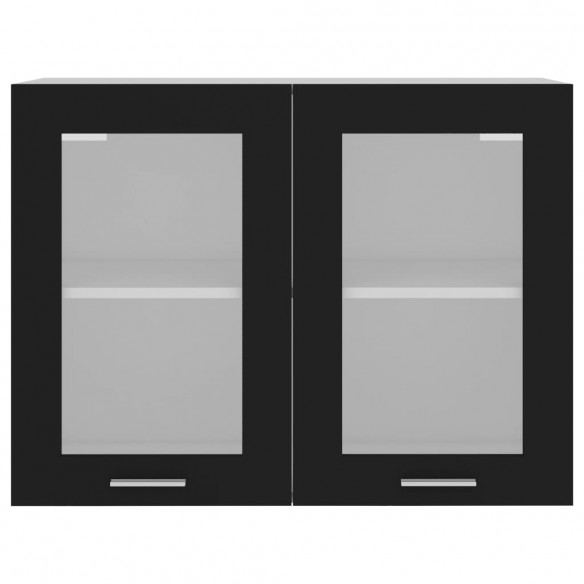 Armoire en verre suspendue Noir 80x31x60 cm Aggloméré