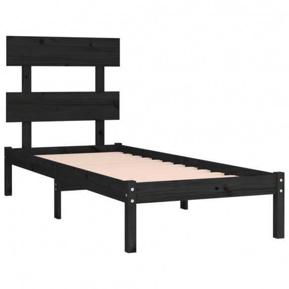 Cadre de lit Noir Bois massif 90x190 cm Simple