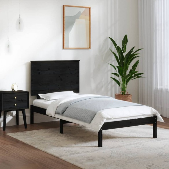 Cadre de lit Noir Bois massif 90x190 cm Simple