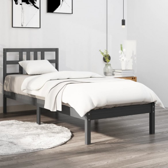 Cadre de lit Noir Bois massif 90x190 cm Simple
