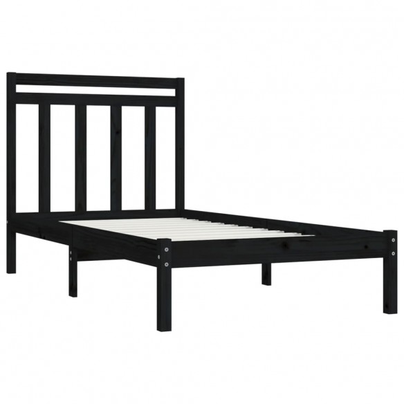 Cadre de lit Noir Bois massif 90x190 cm Simple