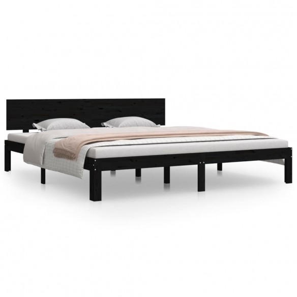 Cadre de lit Noir Bois massif 180x200 cm Super King