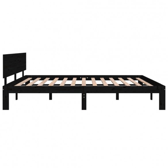 Cadre de lit Noir Bois massif 180x200 cm Super King