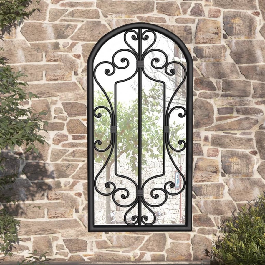 Miroir de jardin Noir 70x30 cm Fer pour utilisation extérieure