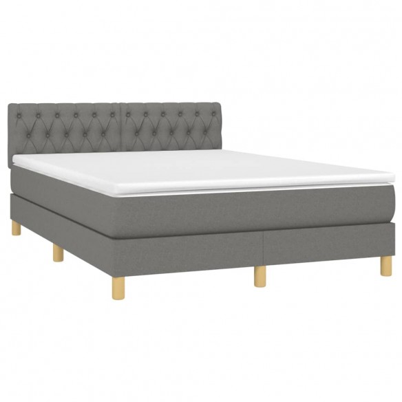 Sommier à lattes de lit avec matelas Gris foncé 140x190cm Tissu