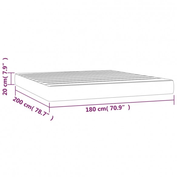 Matelas de lit à ressorts ensachés Noir 180x200x20 cm Velours