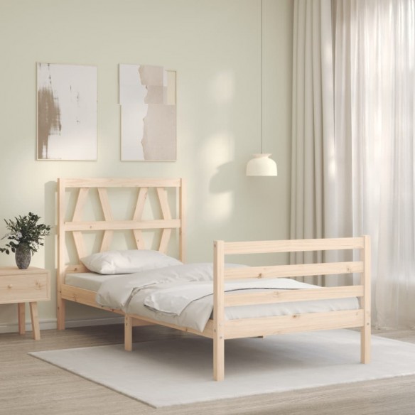 Cadre de lit avec tête de lit petit simple bois massif
