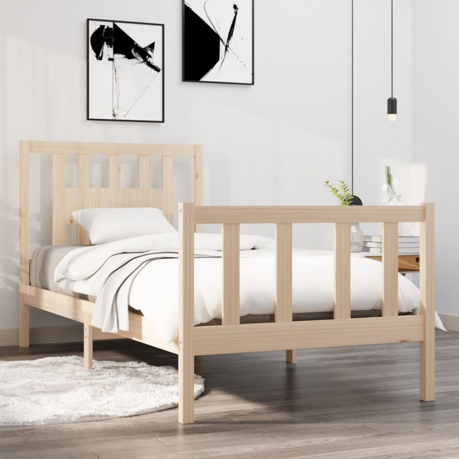 Cadre de lit bois massif 75x190 cm petit simple