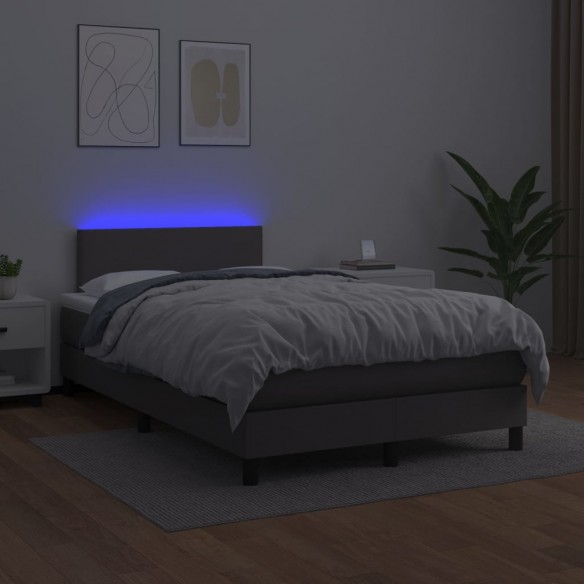 Sommier à lattes de lit avec matelas et LED Gris 120x200 cm