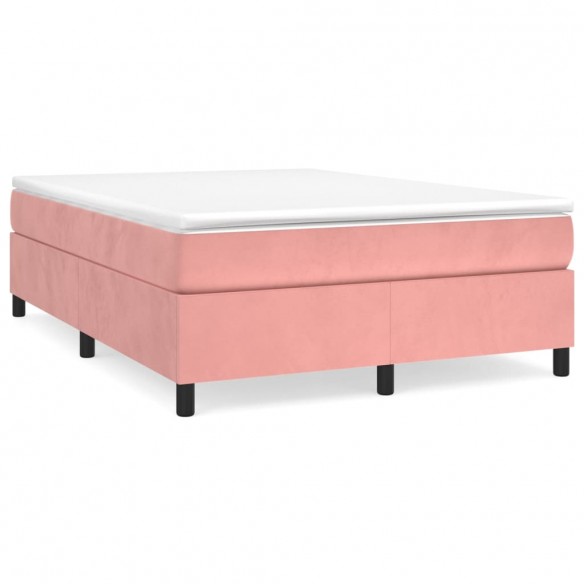 Cadre de lit avec matelas Rose 140x190 cm Velours