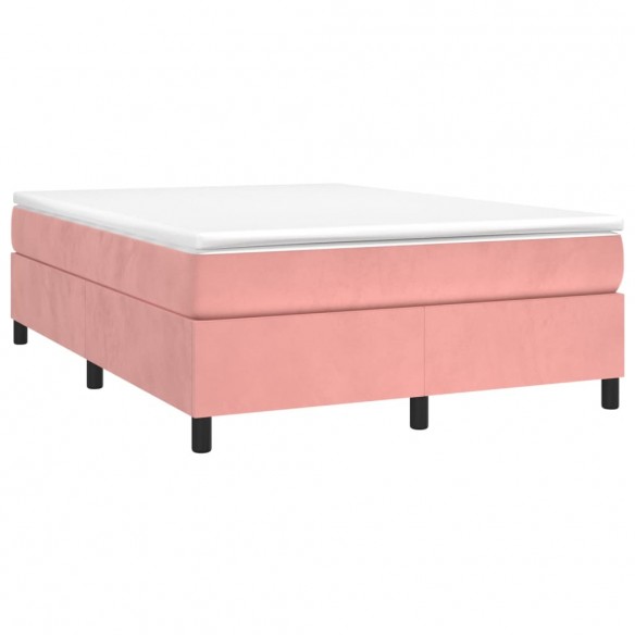 Cadre de lit avec matelas Rose 140x190 cm Velours