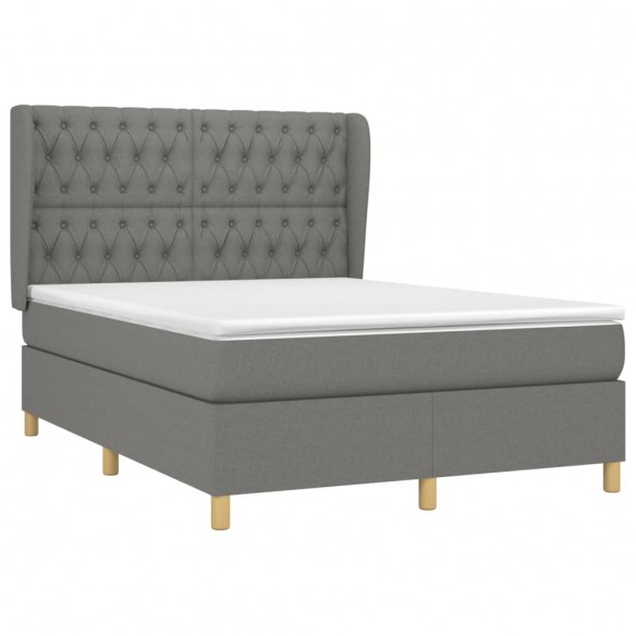 Cadre de lit avec matelas Gris foncé 140x200cm Tissu