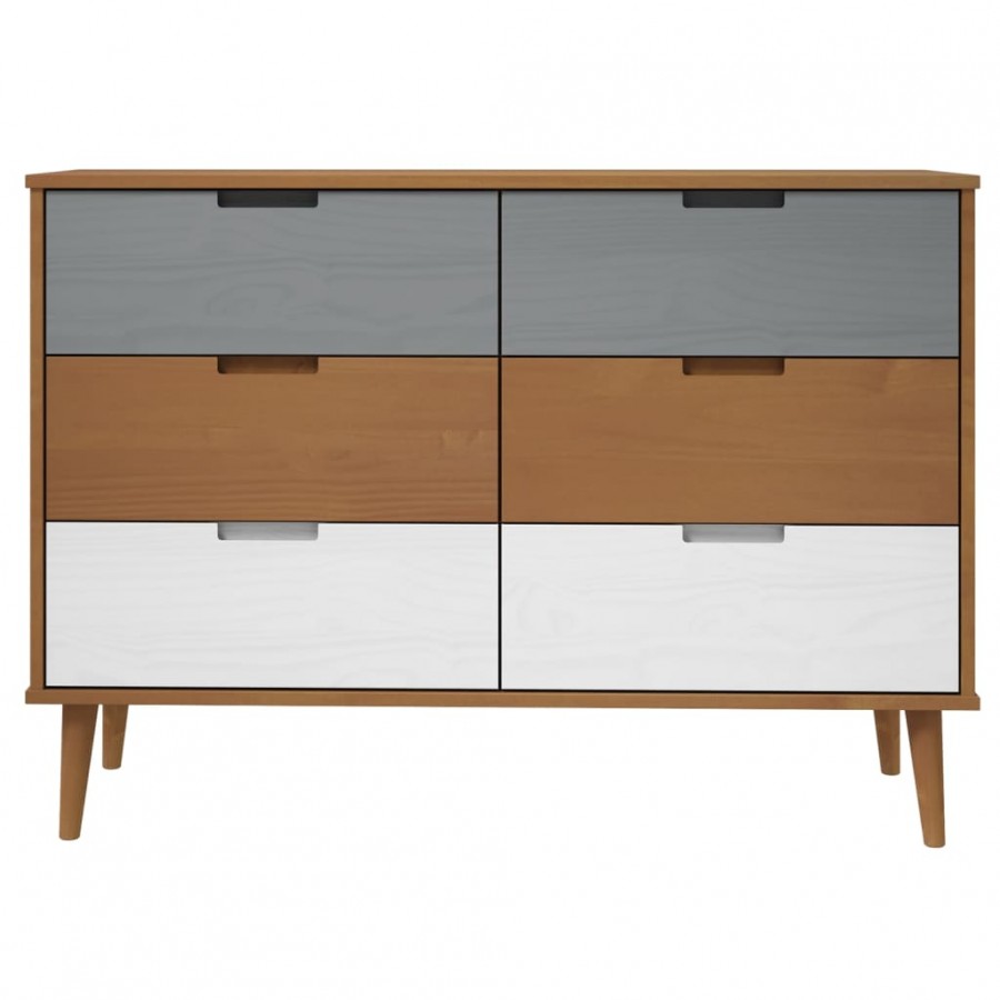 Commode MOLDE Marron 113x40x80 cm Bois de pin massif