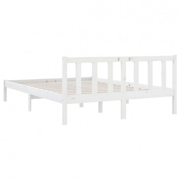 Cadre de lit Blanc Bois de pin massif 120x190 cm Petit double