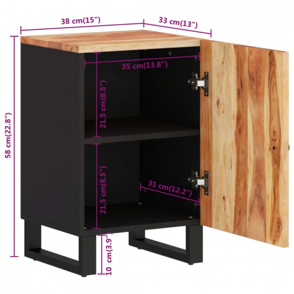 Armoire de salle de bain 38x33x58 cm bois massif d'acacia