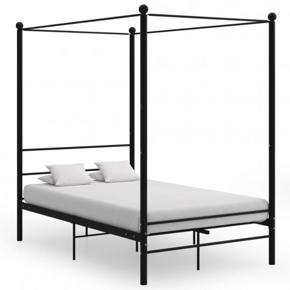Cadre de lit à baldaquin Noir Métal 120x200 cm
