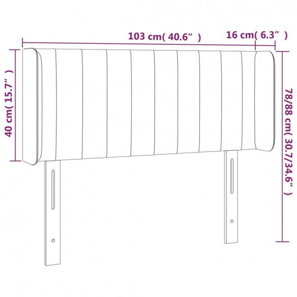 Tête de lit à LED Gris clair 103x16x78/88 cm Tissu