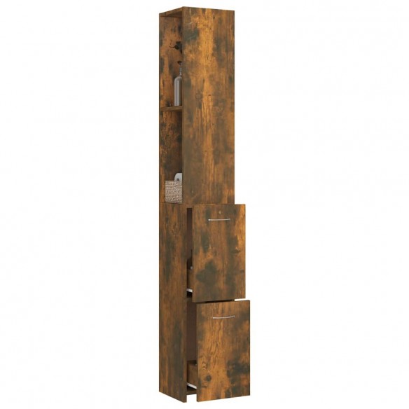 Armoire de bain chêne fumé 25x26,5x170 cm bois d'ingénierie