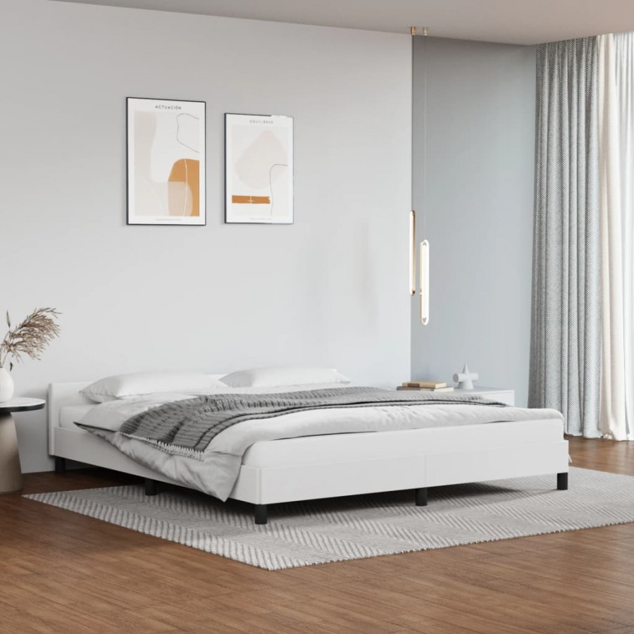Cadre de lit avec tête de lit Blanc 160x200 cm Similicuir