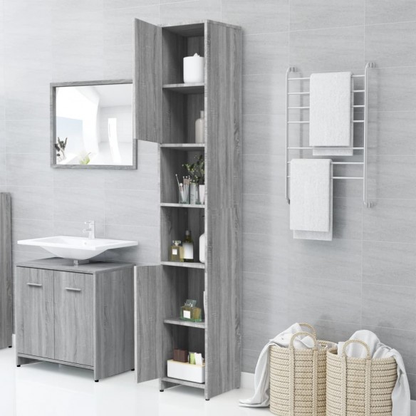 Armoire de bain Sonoma gris 30x30x183,5 cm Bois d'ingénierie