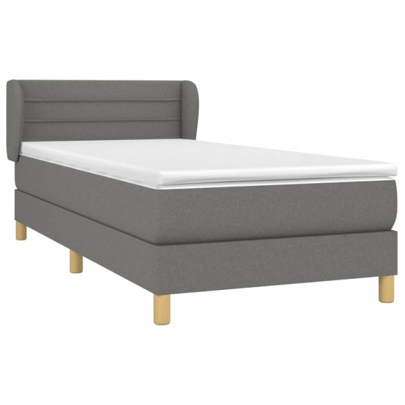 Cadre de lit et matelas Gris foncé 90x190 cm Tissu