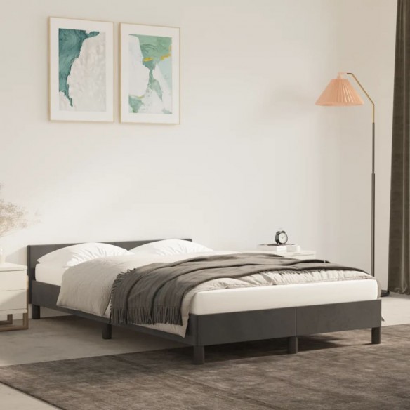 Cadre de lit avec tête de lit Gris foncé 120x200 cm Velours