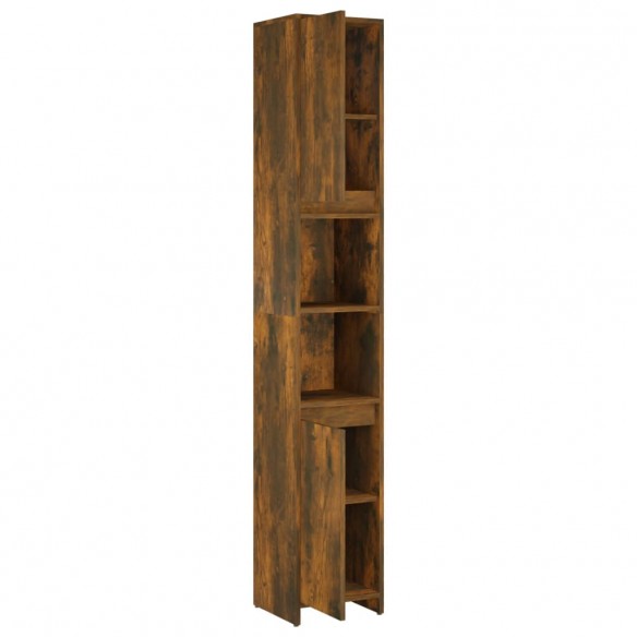 Armoire de bain Chêne fumé 30x30x183,5 cm Bois d'ingénierie