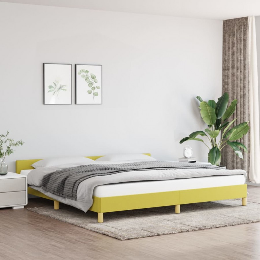Cadre de lit avec tête de lit Vert 200x200 cm Tissu