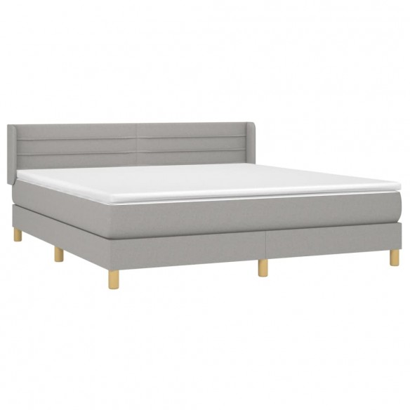 Cadre de lit avec matelas Gris clair 160x200cm Tissu