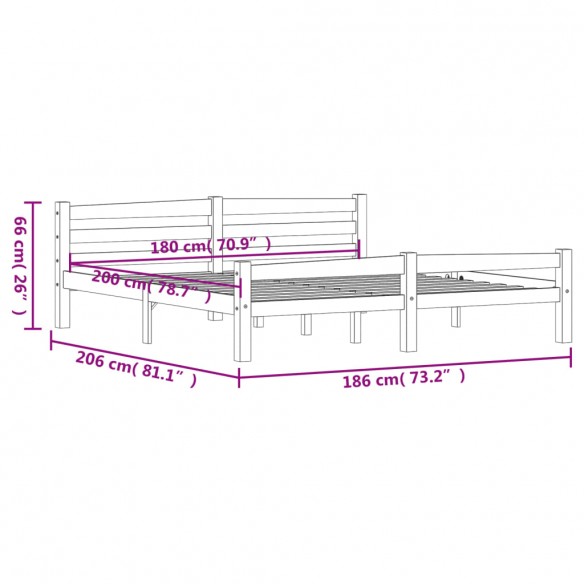 Cadre de lit Bois de pin massif 180x200 cm