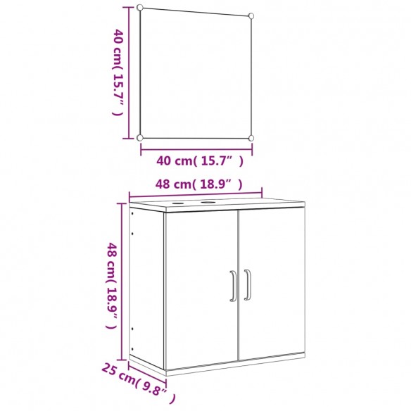 Ensemble de meubles salle de bain 2 pcs noir bois d'ingénierie