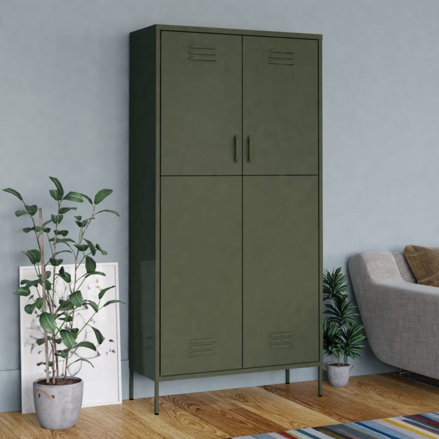 Garde-robe Vert olive 90x50x180 cm Acier