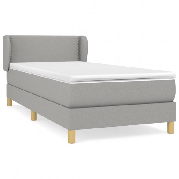 Sommier à lattes de lit avec matelas Gris clair 90x200 cm Tissu