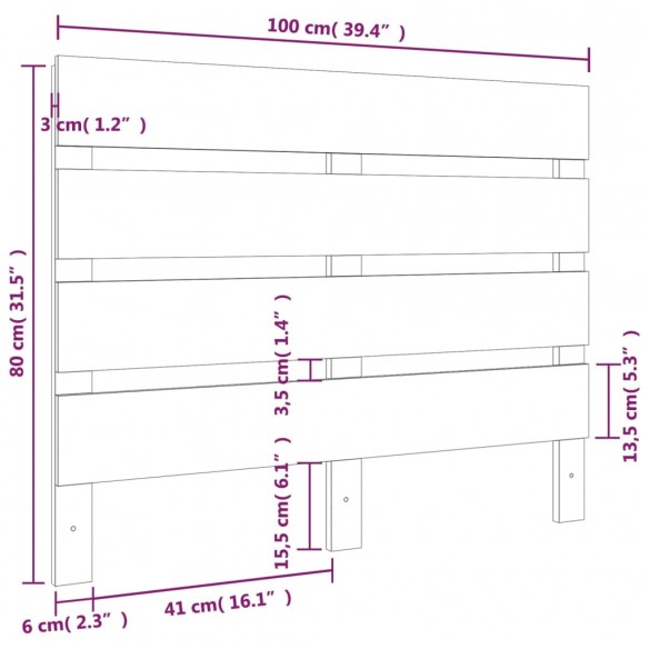 Tête de lit 100x3x80 cm Bois massif de pin