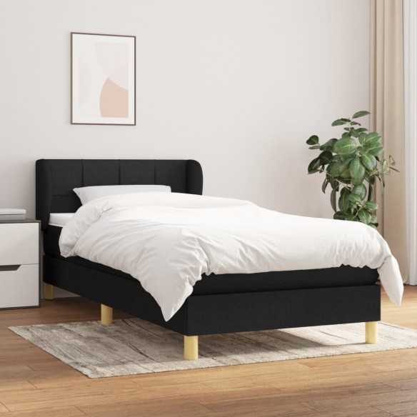 Sommier à lattes de lit avec matelas Noir 90x200 cm Tissu