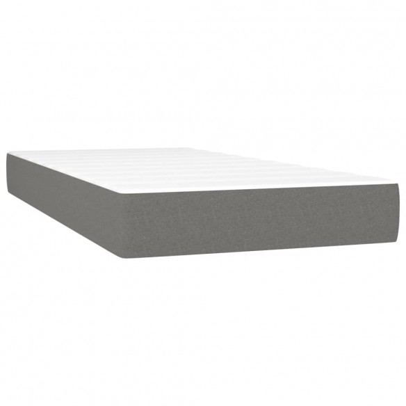 Cadre de lit avec matelas Gris foncé 80x200 cm Tissu