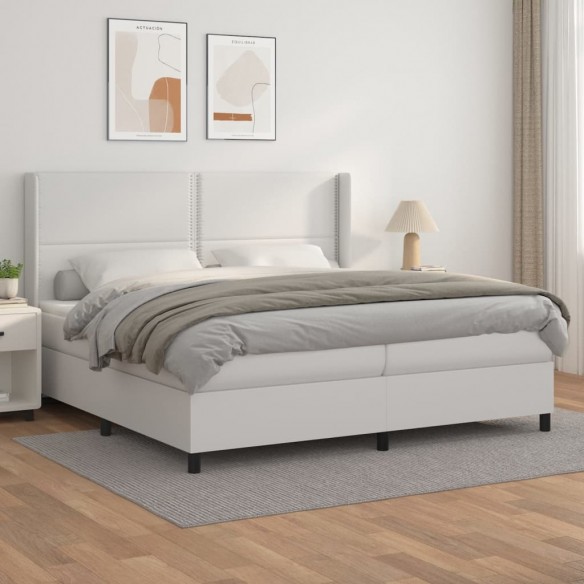 Cadre de lit avec matelas Blanc 200x200cm Similicuir