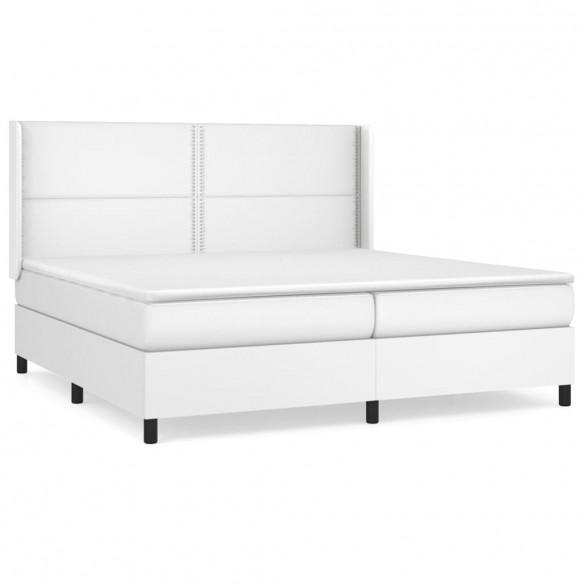 Cadre de lit avec matelas Blanc 200x200cm Similicuir