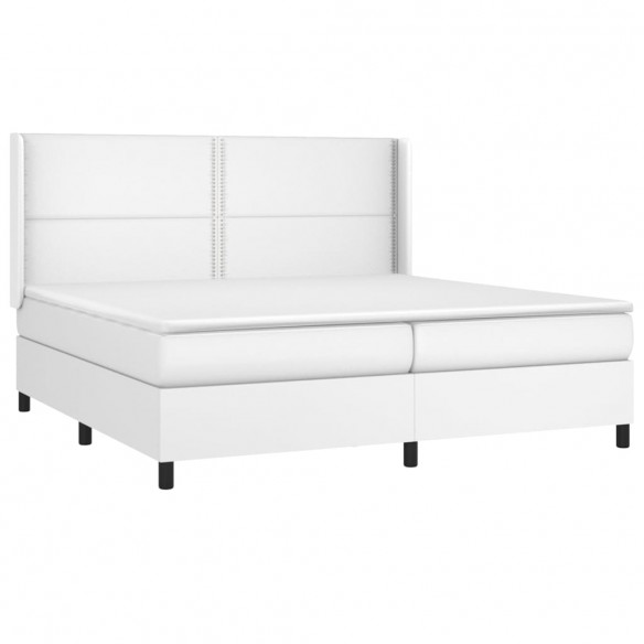 Cadre de lit avec matelas Blanc 200x200cm Similicuir