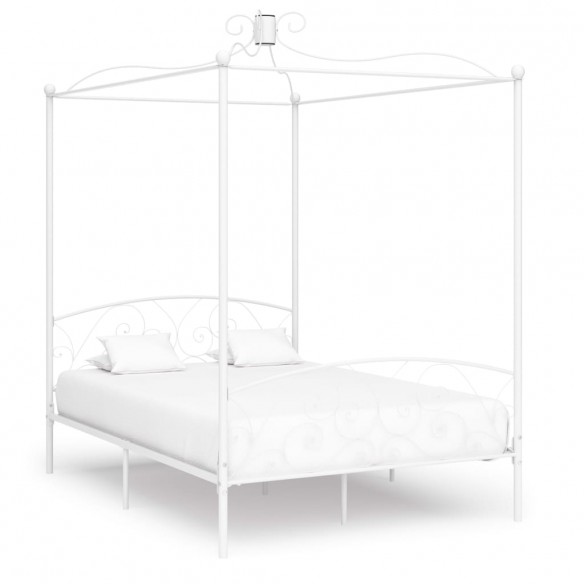 Cadre de lit à baldaquin Blanc Métal 120 x 200 cm