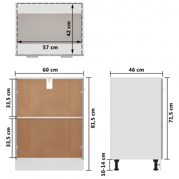 Armoire de plancher Gris béton 60x46x81,5 cm Aggloméré