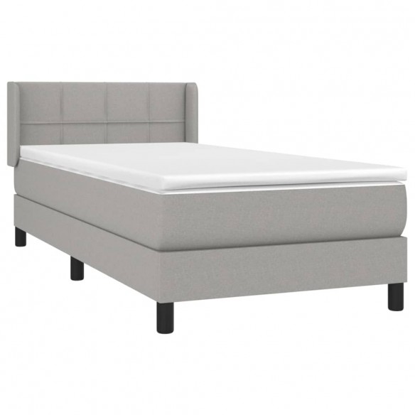 Cadre de lit avec matelas Gris clair 80x200 cm Tissu