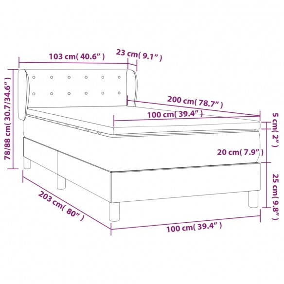 Cadre de lit avec matelas Noir 100x200 cm Similicuir