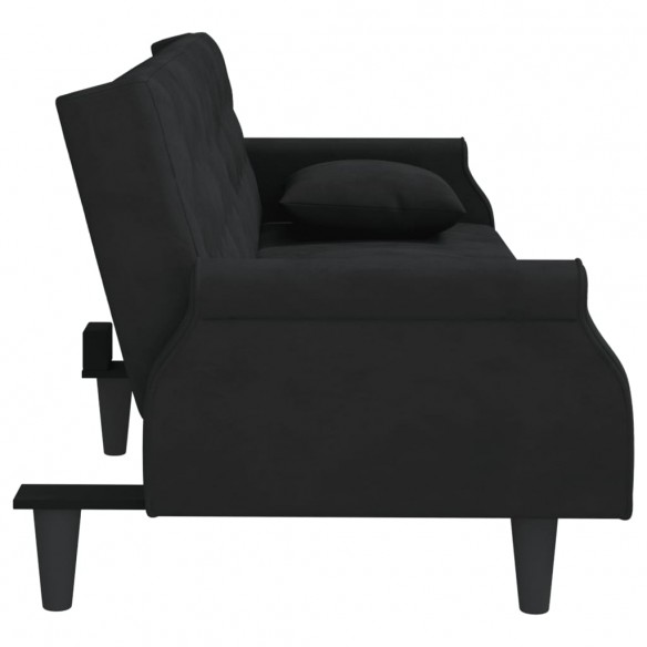 Canapé-lit avec accoudoirs noir velours